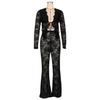 AL311 Women's Sexy Lace Flocking See-through Two-piece Set for Nightclub & Party