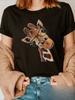 Cute Giraffe With Barbed Wire Print T Shirt Women Short Sleeve Casual Top Funny Animal Graphic
