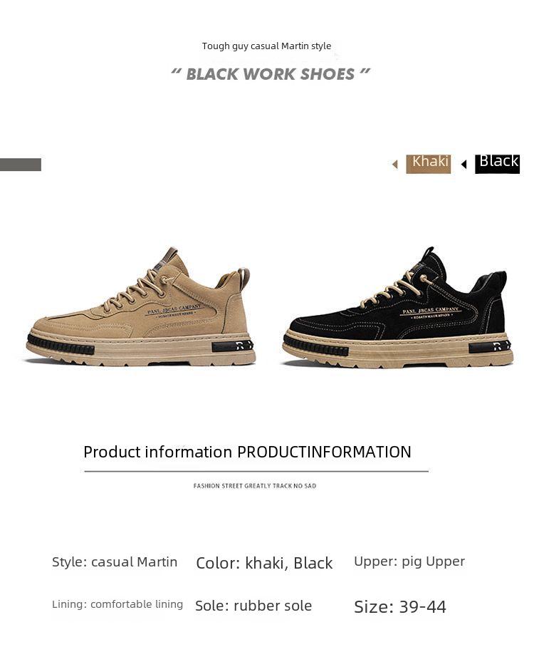 Botas de Trabajo Transpirables de Otoño para Hombre - Resistentes al Desgaste, Modernas, Zapatos de Tablero Casuales Negros para Combinar con Todo