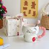 Cute high-value fruit ceramic mug creative coffee breakfast cereal cup girls drinking cup birthday gift