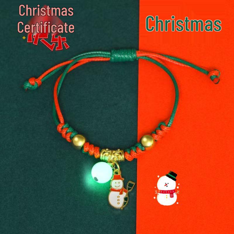 2025 Trendy Christmas Pendant Hand Rope with Santa Claus and Bell