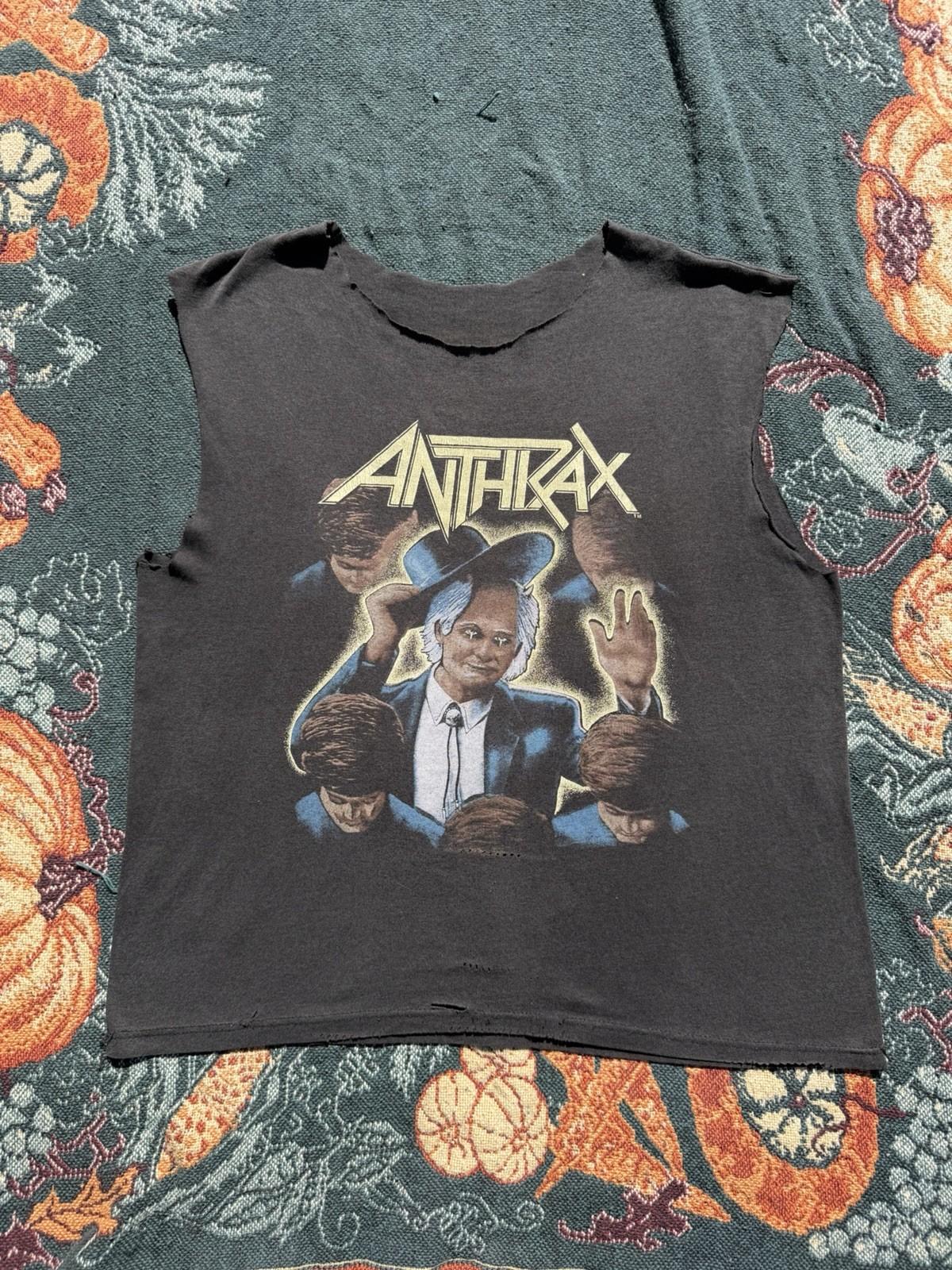 Vintage 80s Anthrax Thrashed Distressed Tour Shirt Black Mens Size Large Unisex T-Shirt XXXXL