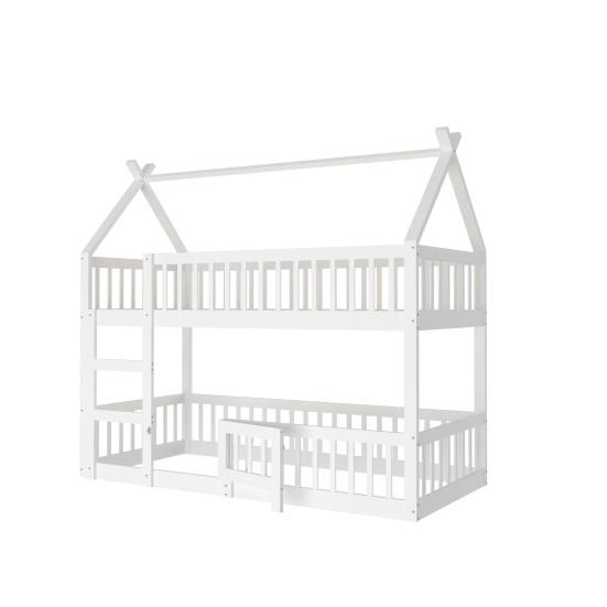 Wood Frame Family Loft Bed Stable Base Bunk with Ladder Falling Protection Strong Baby Cot Load Bearing Bedroom Furniture