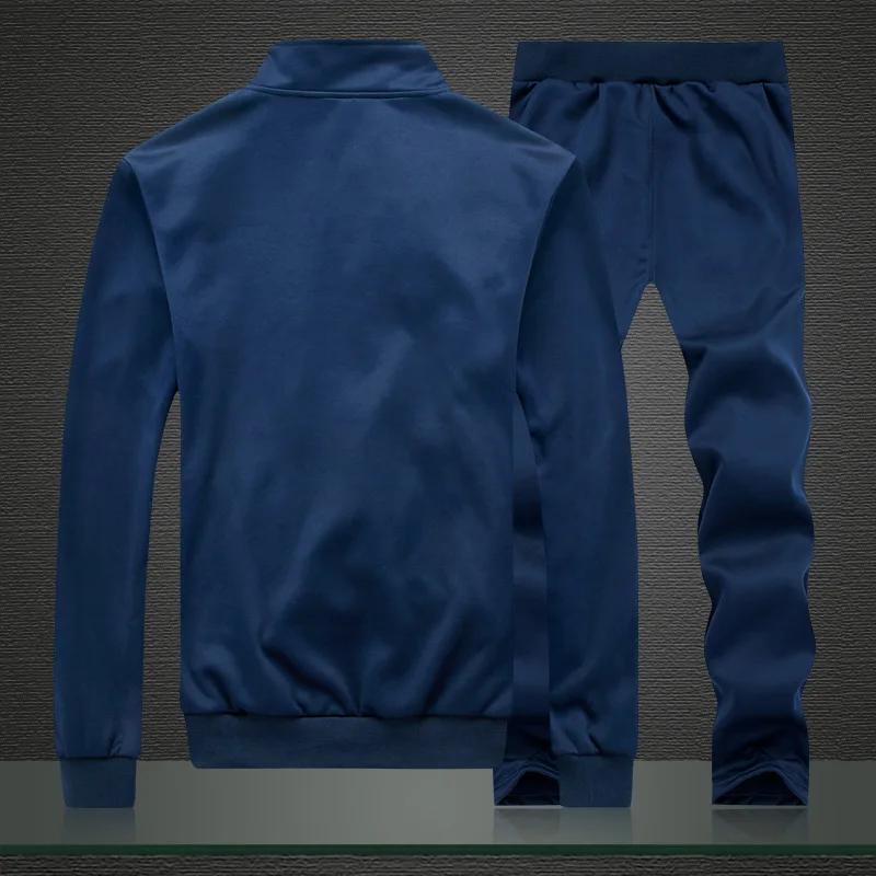 Tracksuits Men Sweatshirt Sporting Fleece Gyms Jacket + Pants Casual Men's Track Suit Sportswear Fitness