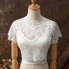 Falscher Kragen Spitze Einfarbig Durchsichtig Blumenstickerei Kurze Ärmel Unterteil Rundhals Schnelltrocknend Damen Basic Top Damenkleidung