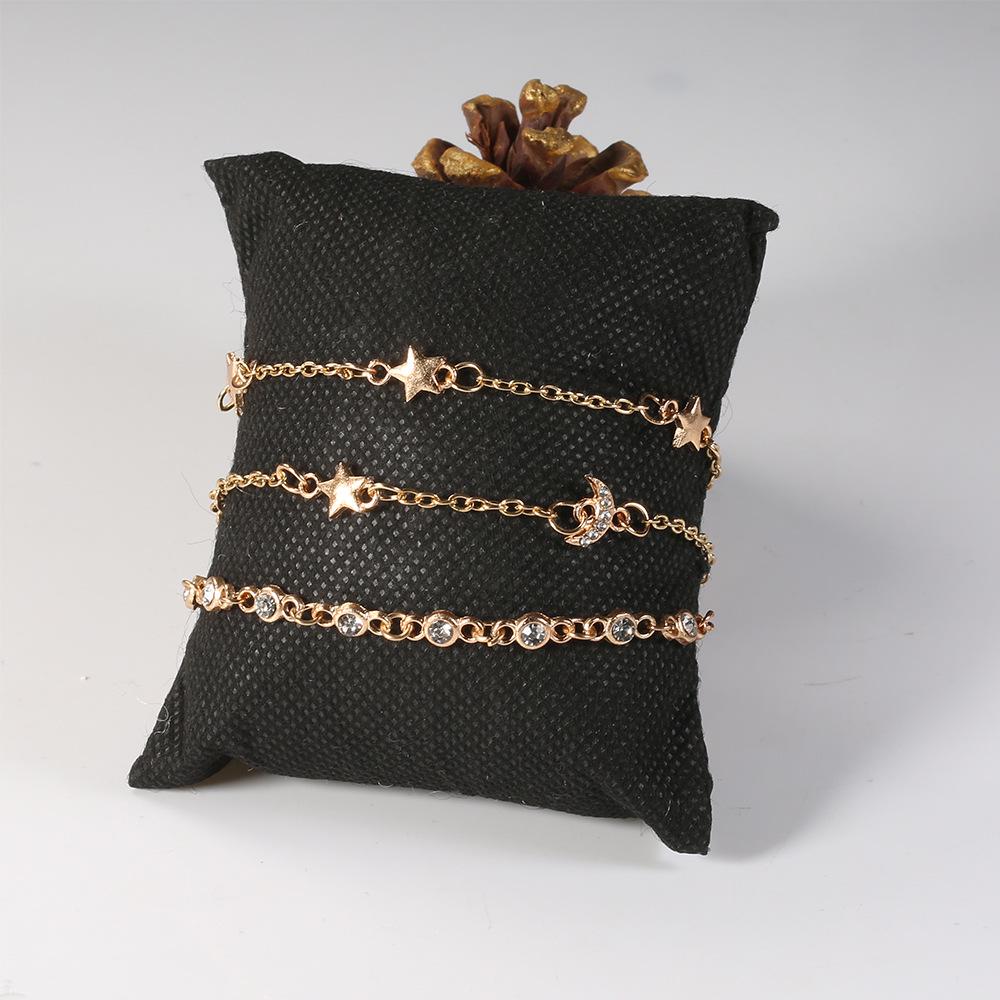 Exclusive For Hand Fashion Summer Cool Star Moon Diamond Bracelet 3-Piece Set