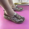 Spring and Autumn Style Rubber-soled Breathable Casual Women's Shoes, Fly-ribbed Mesh Mother's Shoes, Leopard Print Women's Shoes