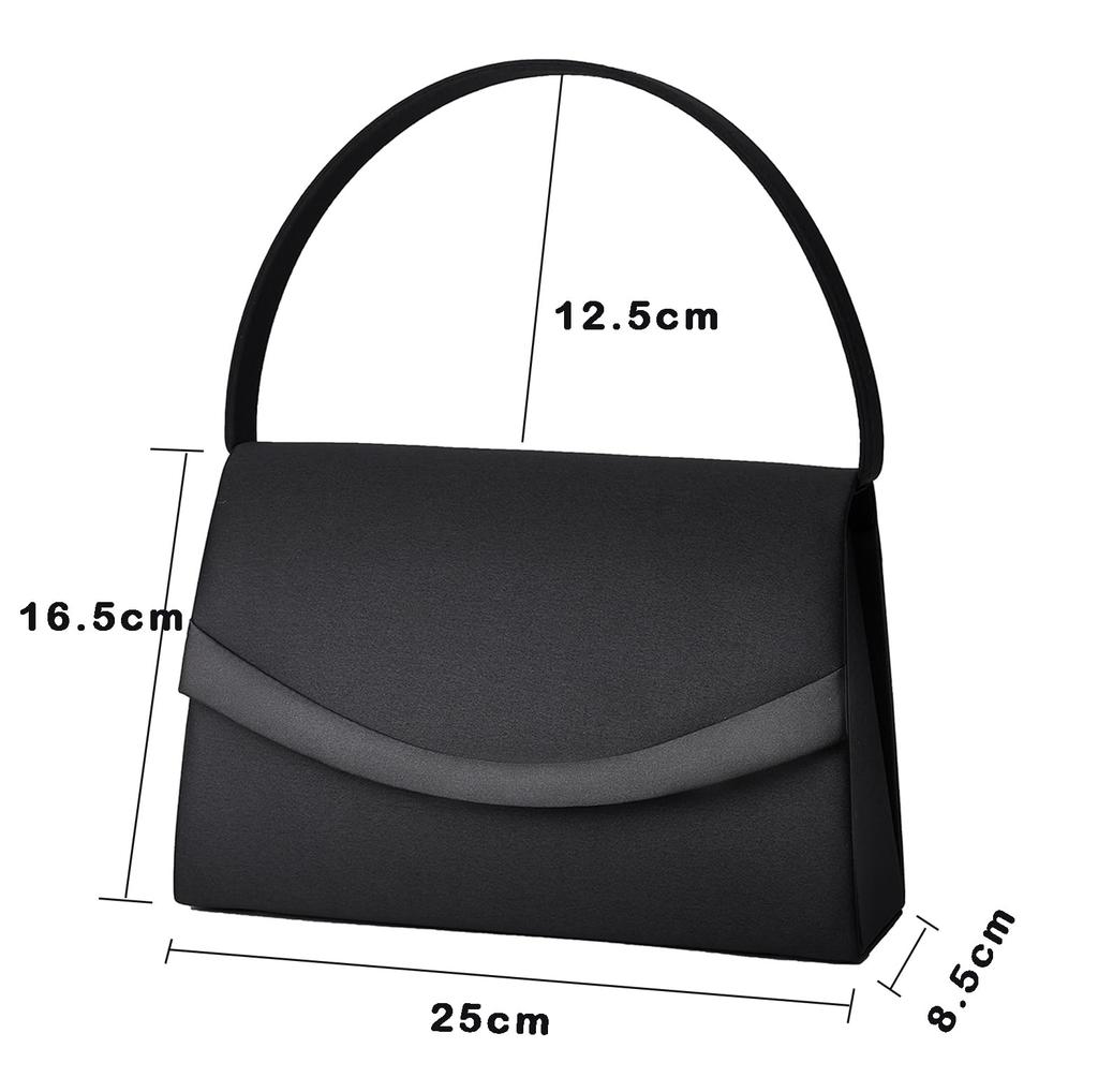 SHIMMER Women's Black Formal Handbag, Lightweight and Elegant, Perfect for Mourning, Funerals, Graduations, Entrance Ceremonies, Weddings, and School
