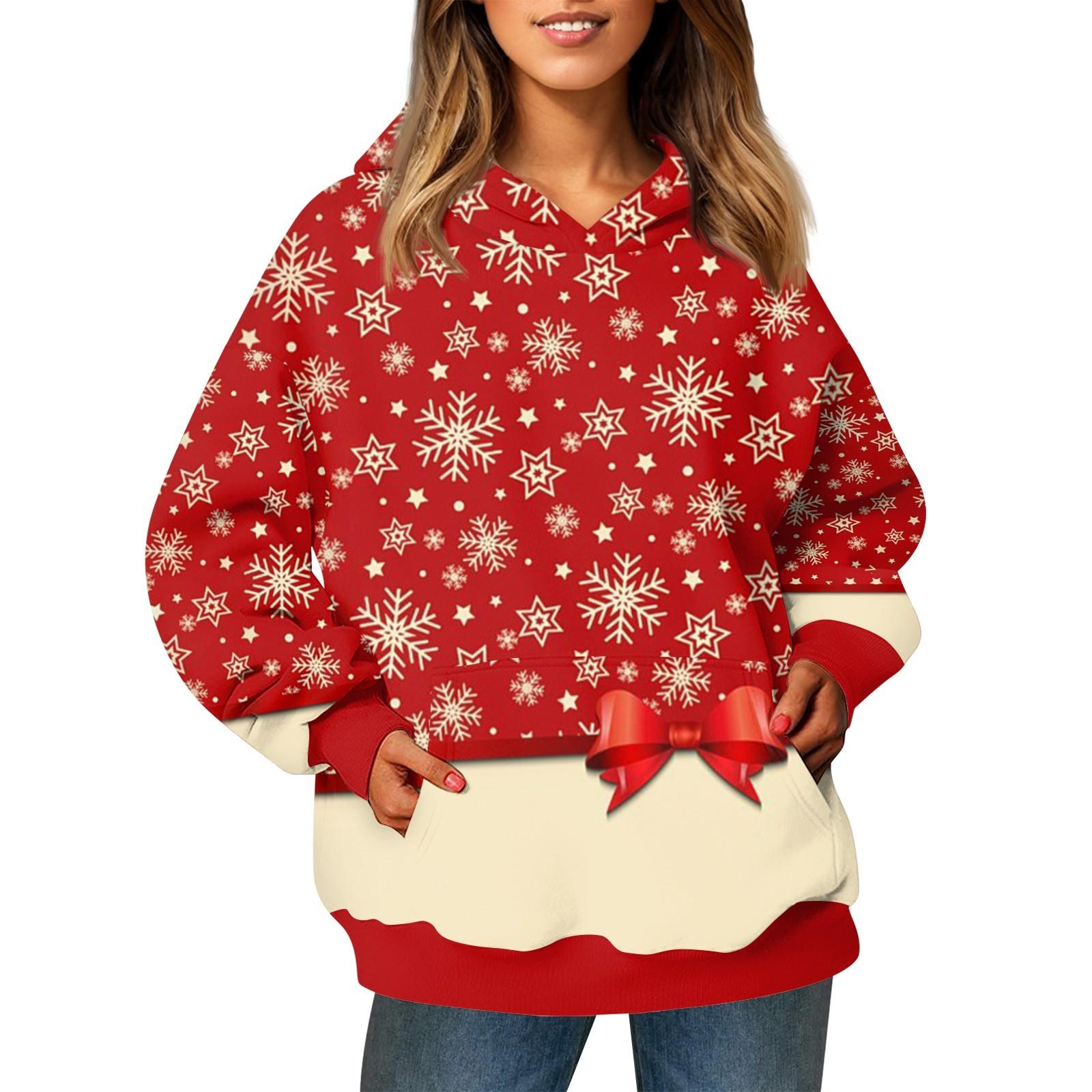 Женский модный свитер с длинными рукавами и рождественским принтом — фото 4