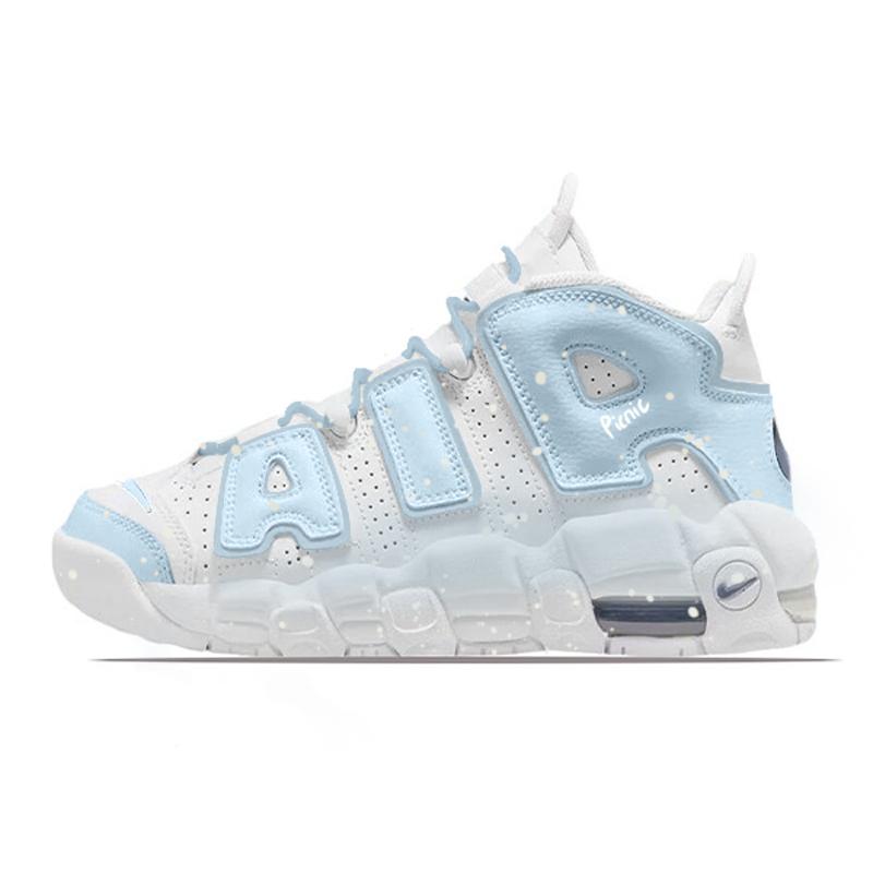 Nike Air More Uptempo Milk White Blue Star, Premium Aesthetic Cushioning Mid top Vintage Basketball Shoes Women's DH9719-100(Team1625-)