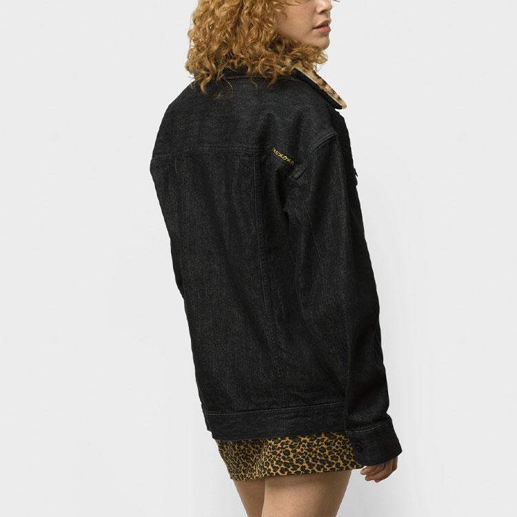 Vans X Cher Strauberry Kolaborace Odnímatelný Lví Vzor Džínová Bunda Dámská Bunda Černá VN0A5JNYBLK