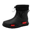 Rain shoes men's new non-slip waterproof fashion short water shoes fleece thermal rubber shoes bundle mouth rain boots drawstring water boots