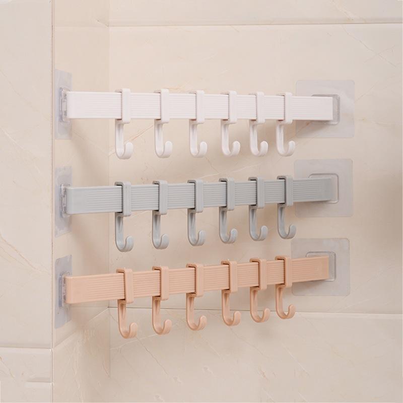 Kitchen Adjustable Hook Rack Double Suction Cup Towel Rack Hanging Shelves Hook Holder Lock Type Sucker Bathroom Accessories
