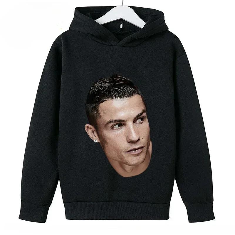 Frühling Herbst Lässiger Kinder-Hoodie Sport-Sweatshirt für Jungen und Mädchen Ronaldo Aufdruck Mode Kinder Pullover Top