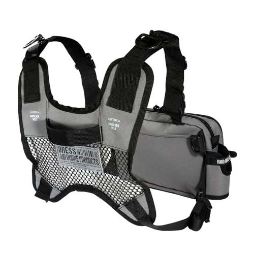 DRESS Taktisk Bröstväska, Grå, Fiskeväska, Ryggsäck, Lätt Fiske, Ajing, Eging, Spöhållare, Tånghållare, Stor Kapacitet