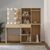 VidaXL LED Vanity Table with 2 Cabinets Cosmetic Table Makeup Dressing Table Jewelry Table Bedroom Oak 3082029