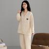 Pajamas Ladies Autumn And Winter Pure Cotton Thickened Warm Long Sleeve Air Cotton Interlayer Wear Loungewear Set