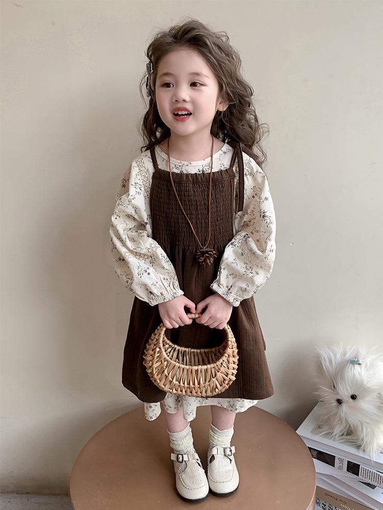 Frühling & Herbst 2025 Mädchen Blumen-Prinzessinnenkleid-Set