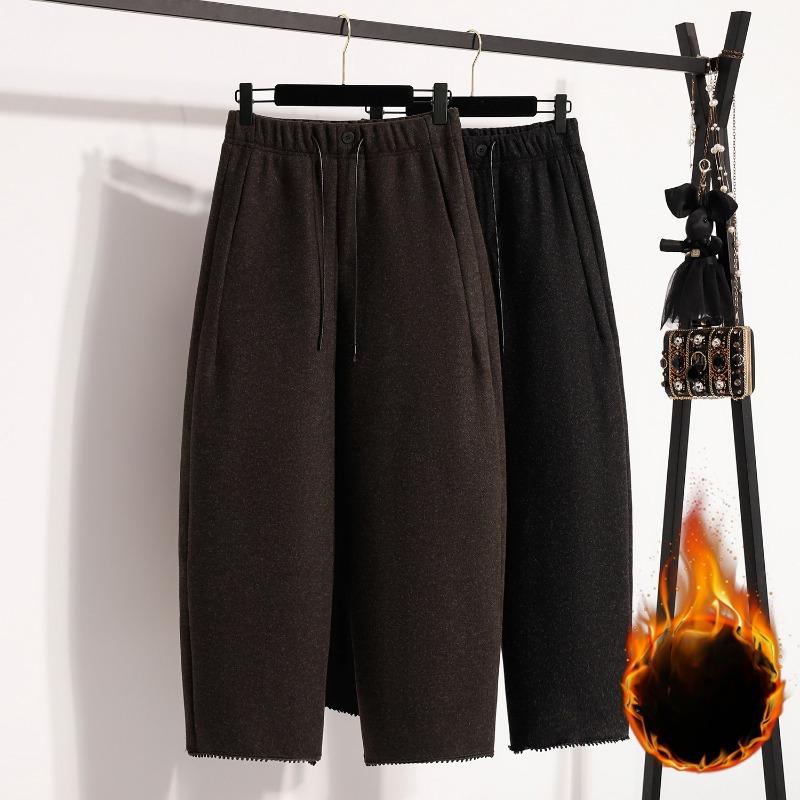 DIMANAF 2025 Autumn Winter Plus Size Pants Women Vintage Lady Thick Long Pants Loose Casual Oversized