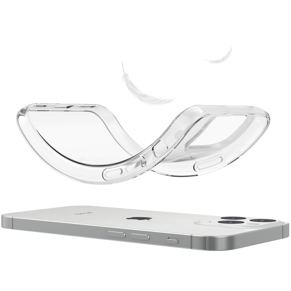 For iPhone 15 Pro Max Soft TPU Clear Phone Cover with 2.5D Tempered Glass Screen Protector