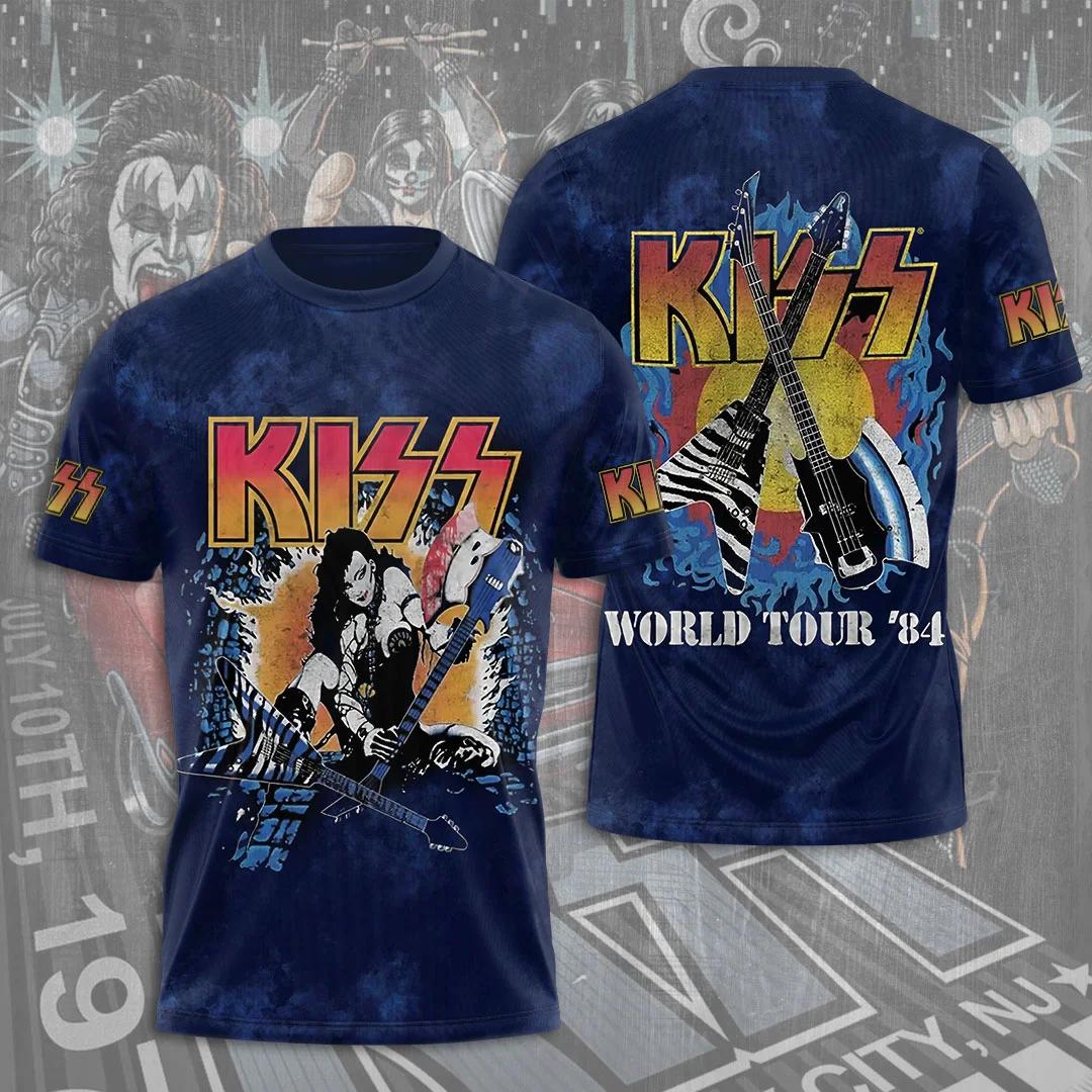 ETST22 Hete Rockband Kiss T-shirts 3D Geprint T-shirt Zomer Mannen Vrouwen Grappig Korte mouw Ronde hals T-shirt Straat Man Tops XL