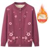 Women's Crew Neck Cardigan Floral Print Single Breasted Fleece Lined Warm Knit Sweater Coat