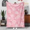 Red Snowflake Christmas Flannel Throw Blanket, White Swirl Snowflake Pattern Print Soft Warm Cozy Blanket for Sofa Bed Winter Xmas Home Decor