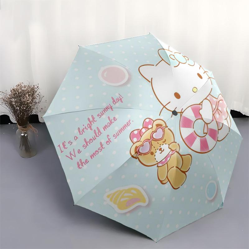 1pc Hello Kitty Summer Adventure Umbrella with Plastic Handle,Suitable for All Seasons Home Travel Outdoor UmbrellaSanlio613