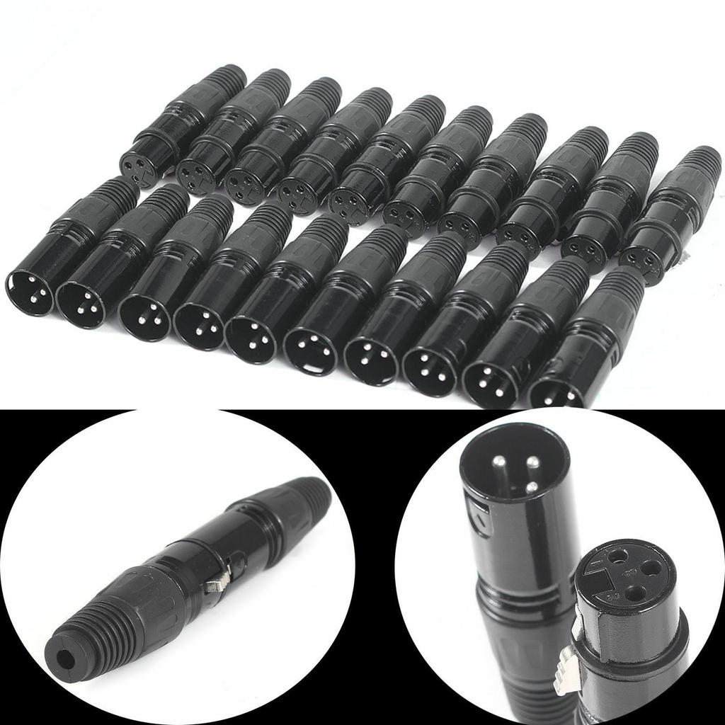 10 Pairs XLR Male Coupling 10 Male + 10 Female Microphone Cable 3-pin Cable Set