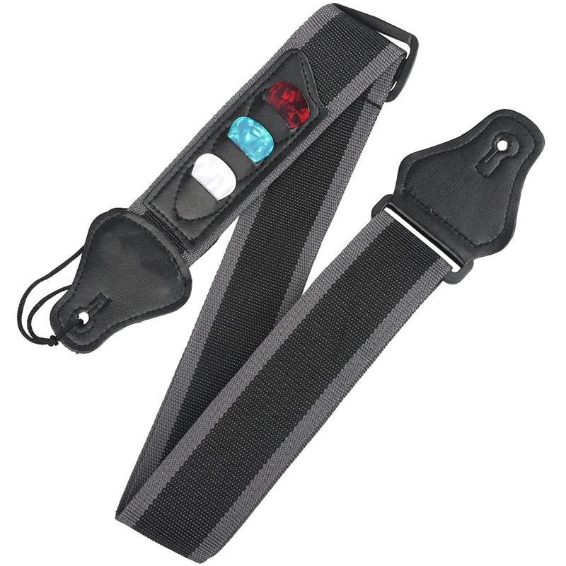 

Adjustable Electric Guitar Strap with 3 Guitar Picks Holders PU Leather Ends Acoustic Guitar Bass Strap Belt Accessories GYH
