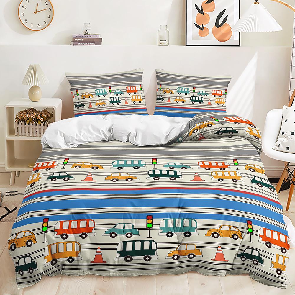 Three-Piece Bulldozer Large Truck Quilt Cover Two-Piece Bedding Kit