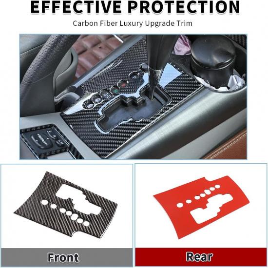 Real Soft Carbon Fiber Car Center Console Gear Shifter Panel Trim Frame Sticker,Fit for Toyota Old RAV4 2006-2012 Car Decoration Accessories (Black