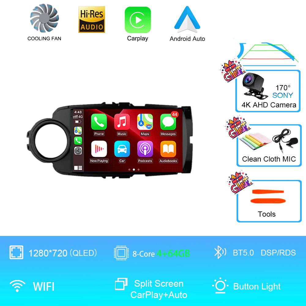 Car Radio Android 14 Autoradio For Toyota Yaris 2012 - 2017 GPS Navigation Multimedia Player Carplay Stereo 2 Din DVD WIFI+4G BT