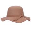 Female Hat French Retro Bowler Hat Women Wide-brimmed Wavy Fedora Hat Autumn and Winter Bow Hat Hat Adult Children Hat