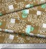 Soimoi Purple Japan Crepe Satin Fabric Brush Stroke & Leopard Animal Skin Printed Fabric 1 Metre 42 Inch