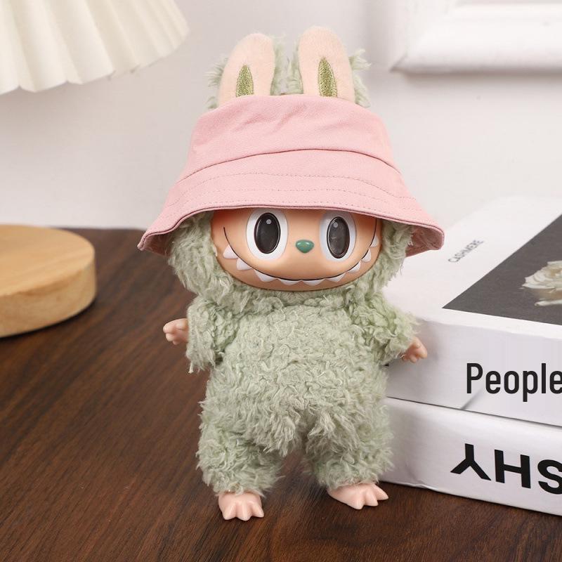 Labubu Doll Outfit: Fisherman Hat & Overalls Set for First & Second Gen Dolls