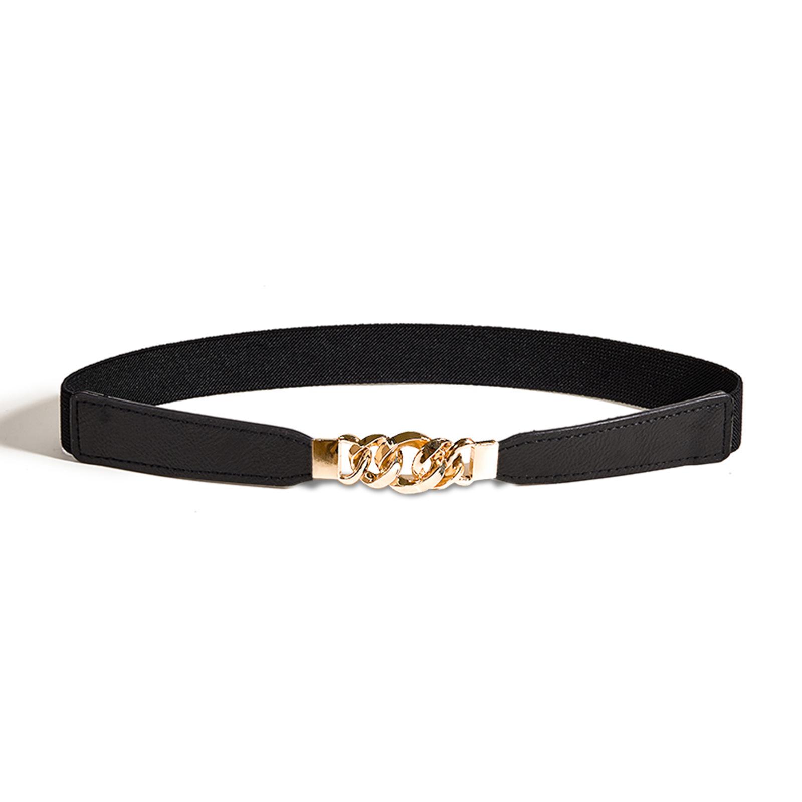 

Женский тонкий ремень с юбкой и пальто Модный универсальный простой металлический двойной пряжкой Эластичный пояс-кушак для женщин