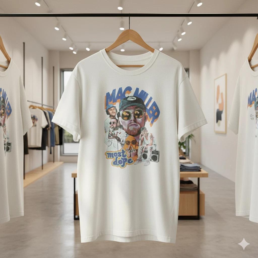 Unisex Adult Casual Graphic Mac Miller Most Dope Ivory Graphic Over... XL
