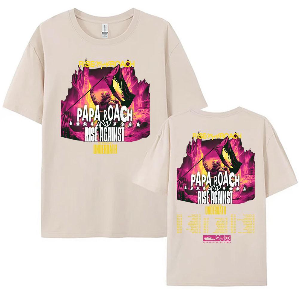 

PAPA ROACH and Rise Against Live 2025 Tshirt Rise of The Roach Tour Graphic Tshirt Short Sleeve Summer Women Tees Print T Shirt S