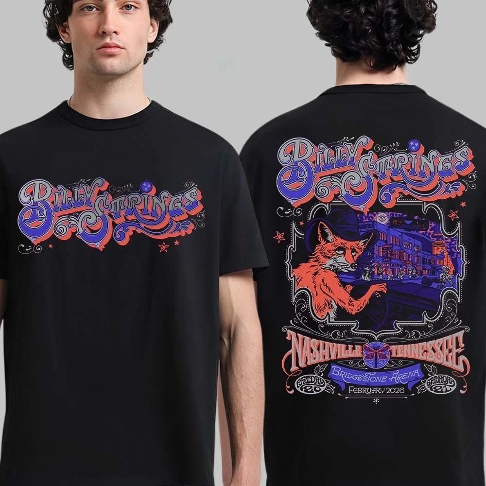 

Billy Strings Nashville Tennessee 2026 Double Night T-shirt Daily Outdoor Retro Men s and Women s T-shirt Fan Printed T-shir... S разноцветный