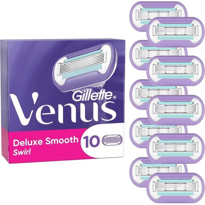 Lames De Rasoir - GILLETTE VENUS - Deluxe Smooth Swirl - Lot De 10 - 5 Lames - Ruban Hydratant