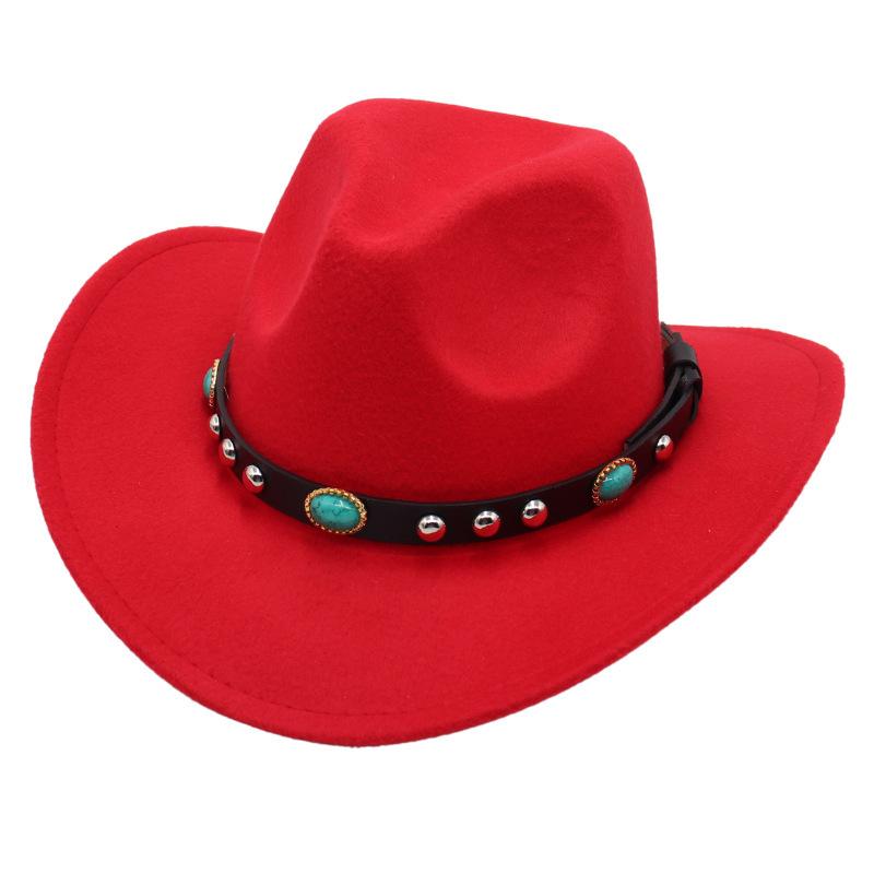 Cappello Tibetano da Bambino Tsering con Gioiello Cappello a Treccia Bordo Curvo Cappello in Feltro Cappello da Sole Genitore-Figlio Turchese Cappello da Cowboy Occidentale