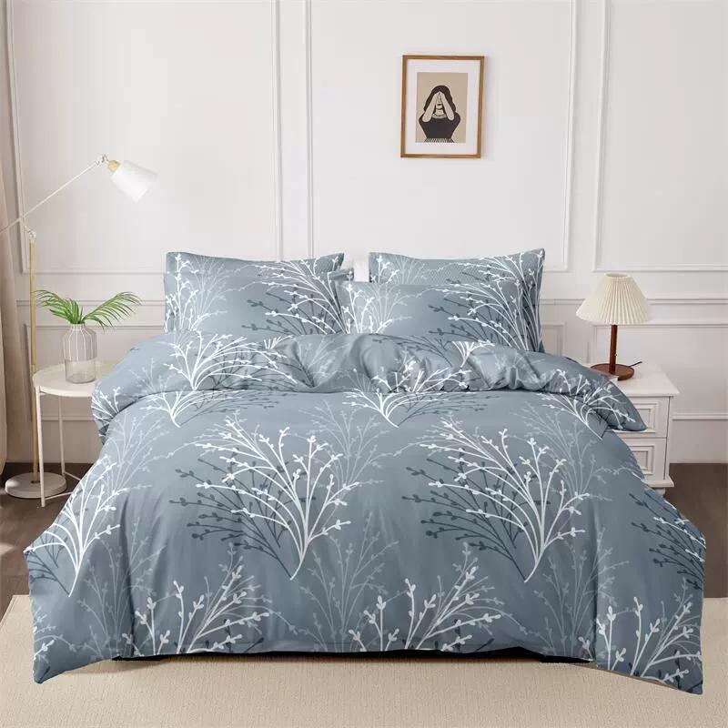 3pcs Printed Brushed Duvet Cover Pillowcase Three Piece Set High Quality Skin Friendly Fabric Bedding Cover (without Bed Sheet)