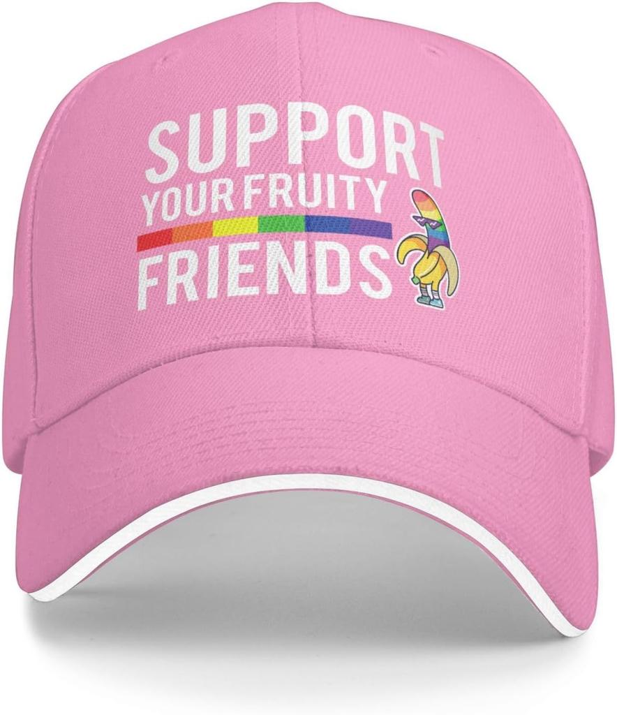 Support Your Fruity Friends LGBT Pride Baseball Cap Polyester Adjustable Casual Summer Hat