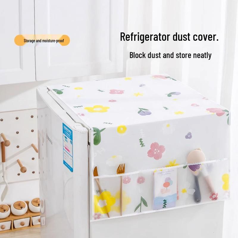 Newcomer Exclusive: Refrigerator Dust Cover with Storage Pockets for Single & Double Doors