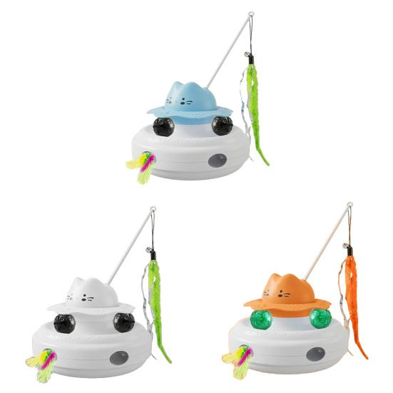 Electric Cat Interactive Toy with Feather & Track Ball, 4-in-1 Automatic Smart Cat Teaser Toy, Indoor Cats Boredom Enrichment Toy