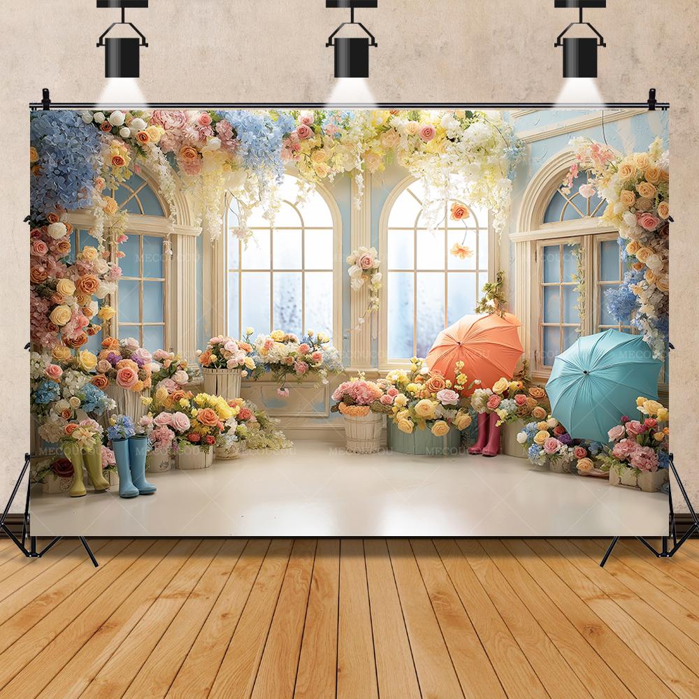 Floral Bow Wedding Scene Background Suitable for Wedding Photo Studio Shooting Background Birthday Party Baby Shower Decoration