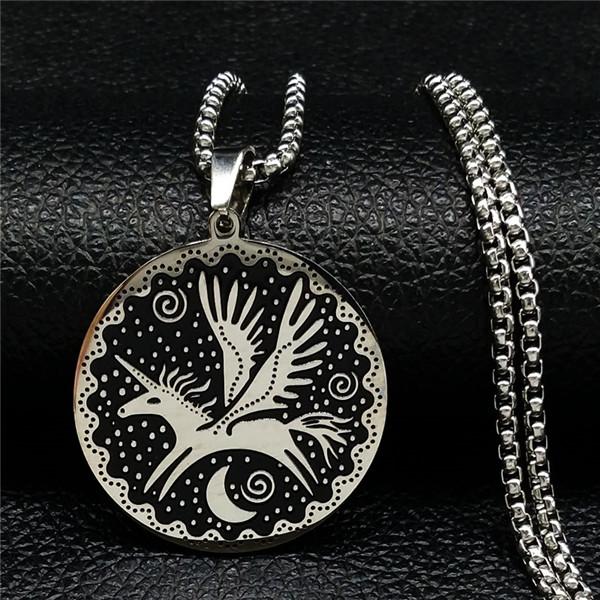 Fashion Horse Stainless Steel Choker Necklace for Men Silver Color Black Heart Necklace Jewelry Colgante Hombre N1048S01
