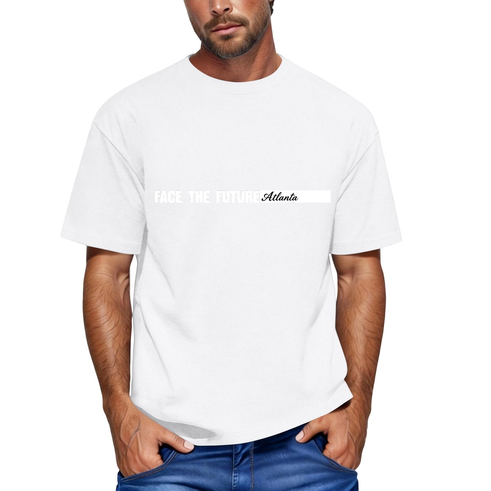 

Men s loose and casual flag letter print T-shirt short-sleeved top XL білий