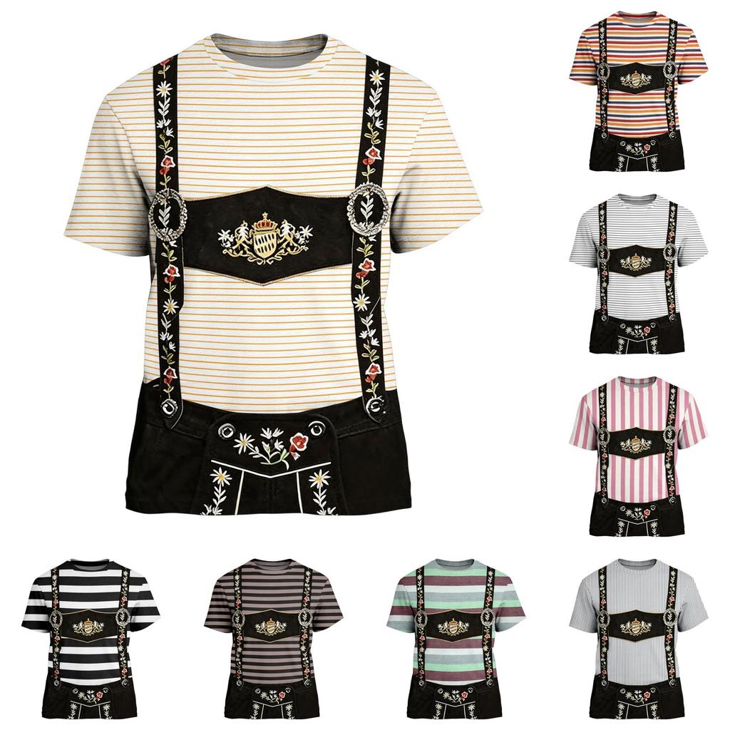 Herren T-Shirt mit kurzen Ärmeln und Retro Festival Print, lockere Passform, lässiges Sommer Top